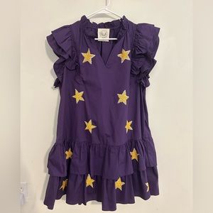 Fantastic Fawn Violet Mini Dress with Gold Star Details